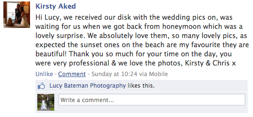 wedding photography whitstable testimonial